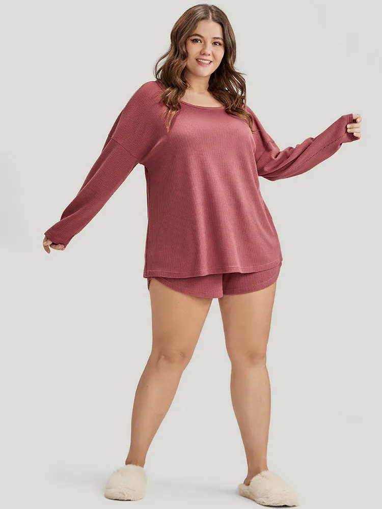 Solid Ties Waffle Knit Pajama Set sold by Bloomchic product image thumbnail 3