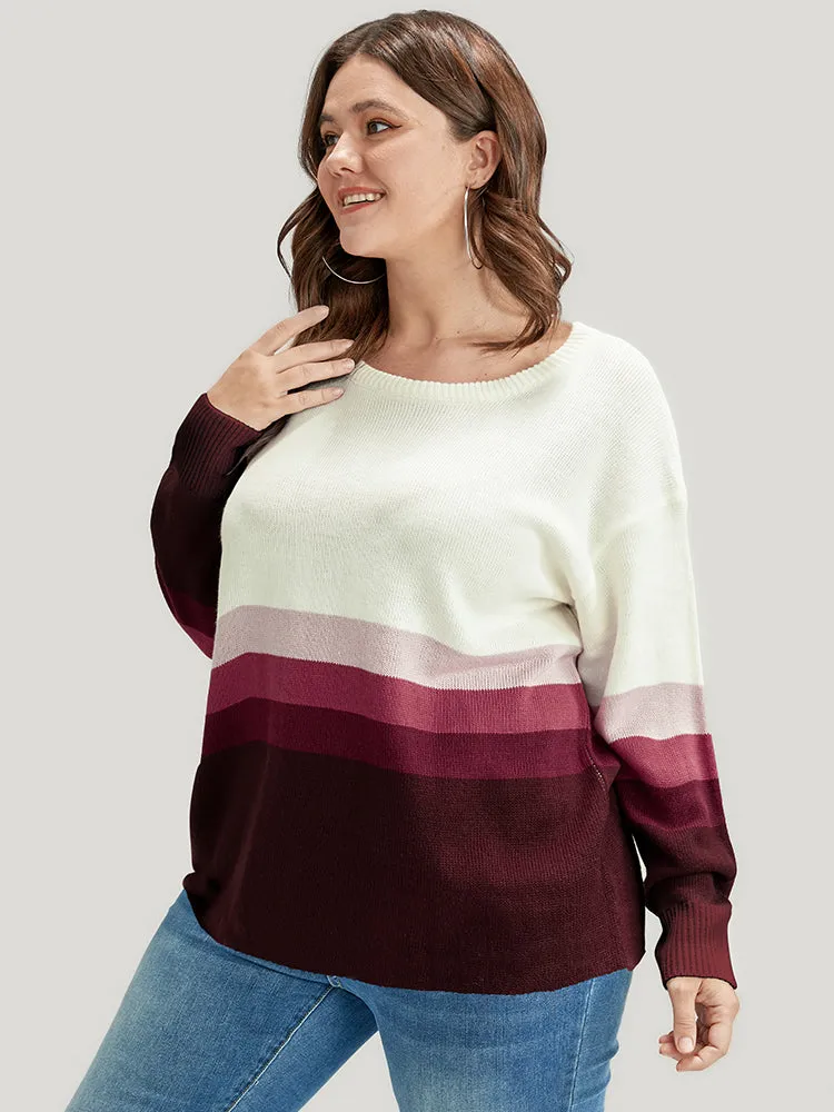Ombre Contrast Pointelle Knit Round Neck Knit Top sold by Bloomchic product image thumbnail 3