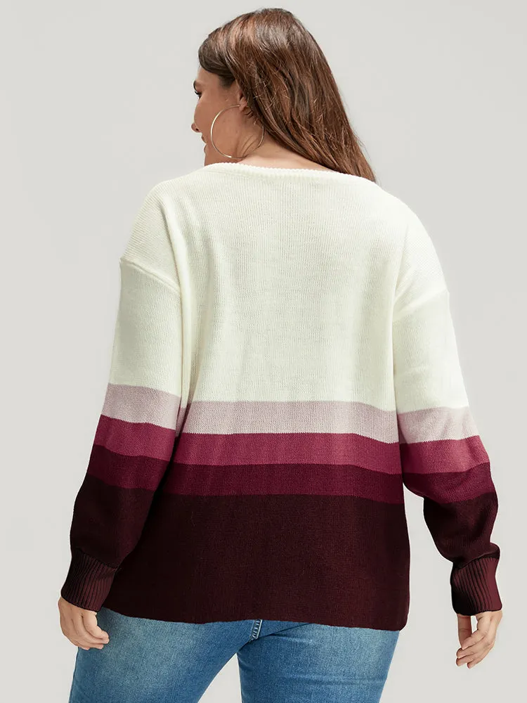 Ombre Contrast Pointelle Knit Round Neck Knit Top sold by Bloomchic product image thumbnail 5