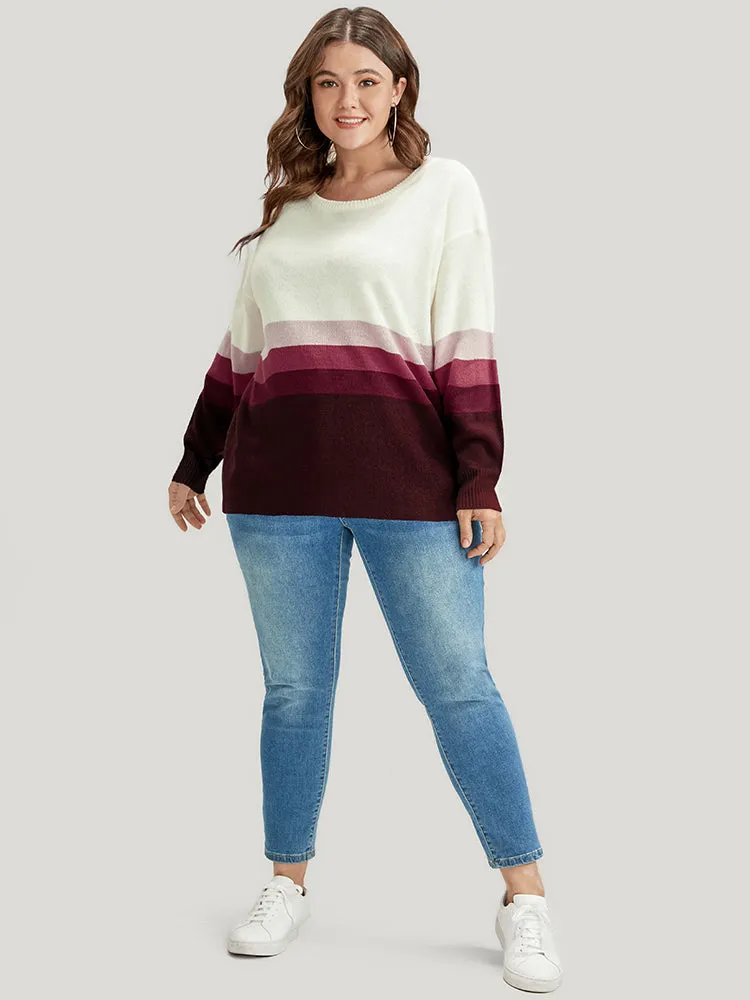 Ombre Contrast Pointelle Knit Round Neck Knit Top sold by Bloomchic product image thumbnail 4