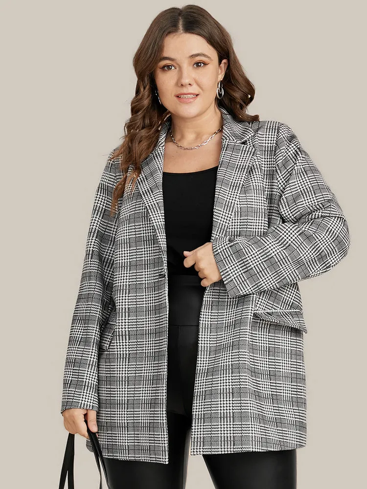 Houndstooth Flap Pocket Open Front Coat sold by Bloomchic