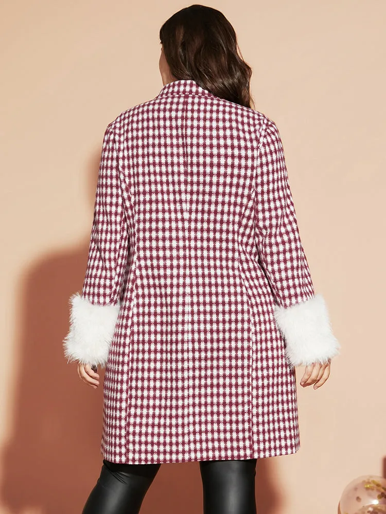 Gingham Fuzzy Trim Button Front Blazer sold by Bloomchic product image thumbnail 4