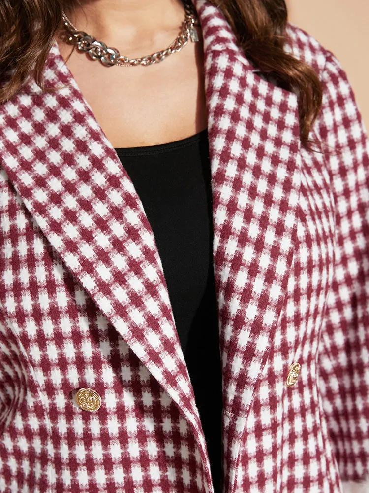Gingham Fuzzy Trim Button Front Blazer sold by Bloomchic product image thumbnail 5
