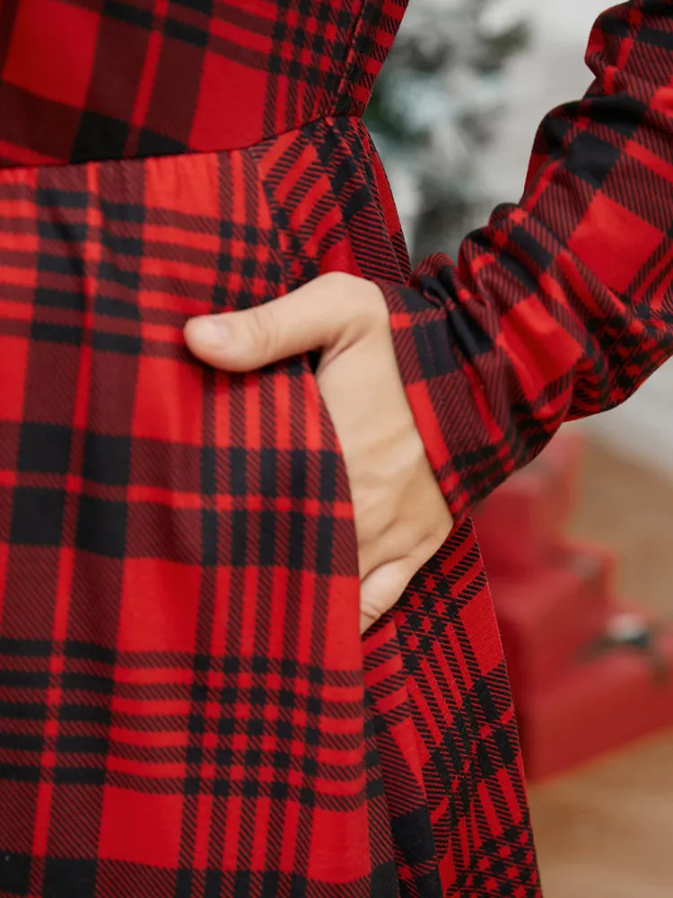 Plaid Surplice Neck Pocket Midi Dress sold by Bloomchic product image thumbnail 4