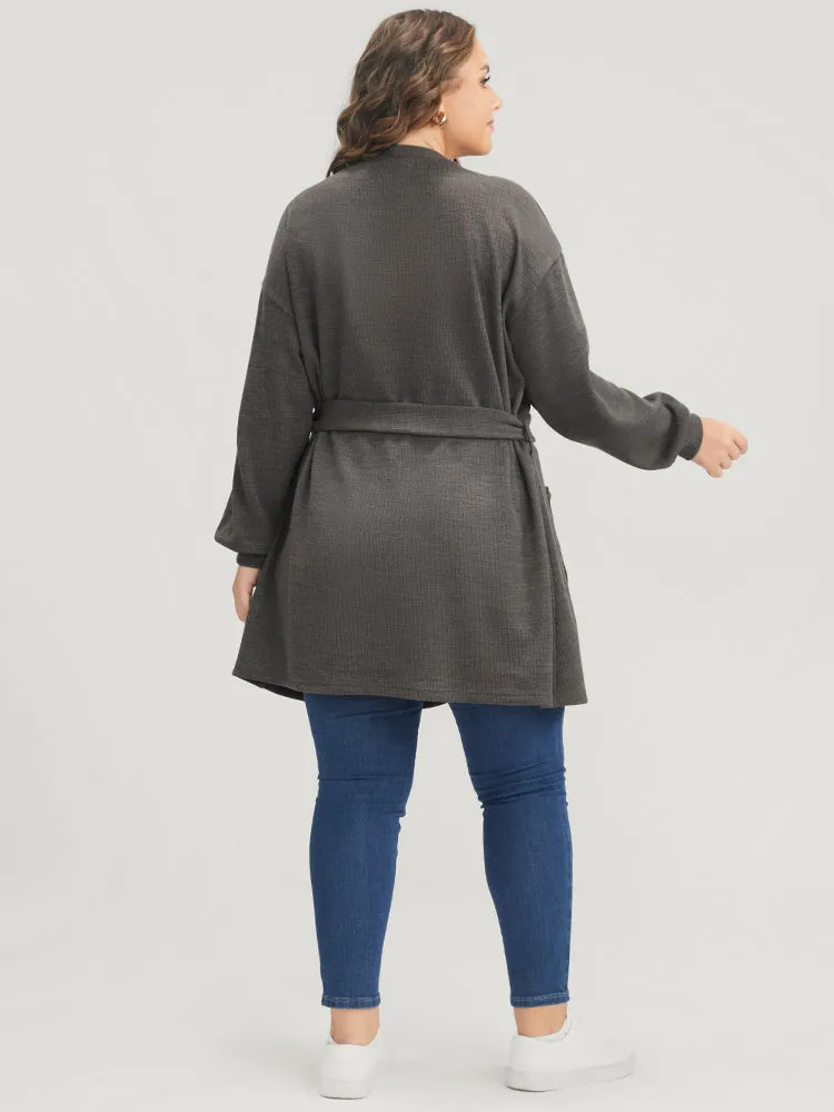 Solid Pocket Belted Open Front Heather Coat sold by Bloomchic product image thumbnail 2