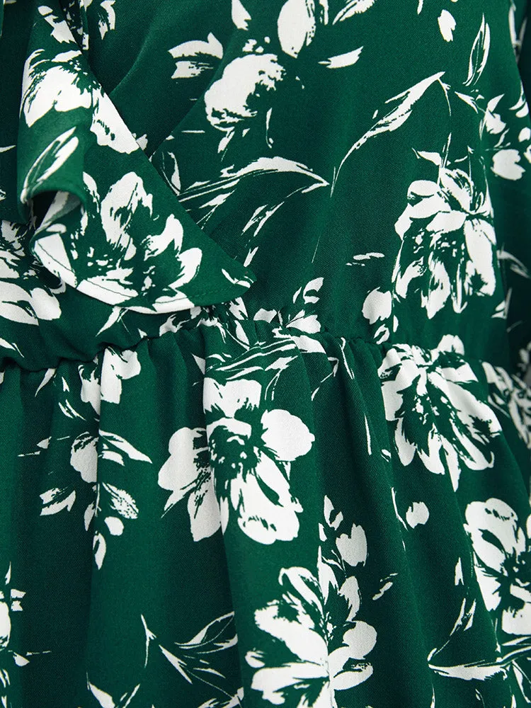 Floral Ruffles Trim Lantern Sleeve Blouse sold by Bloomchic product image thumbnail 2