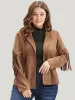 Solid Fringe Trim Open Front Coat sold by Bloomchic