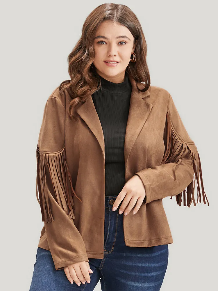 Solid Fringe Trim Open Front Coat sold by Bloomchic product image thumbnail 2