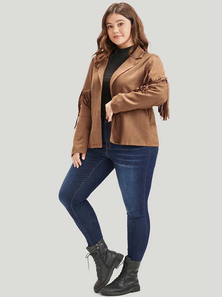 Solid Fringe Trim Open Front Coat sold by Bloomchic product image thumbnail 3