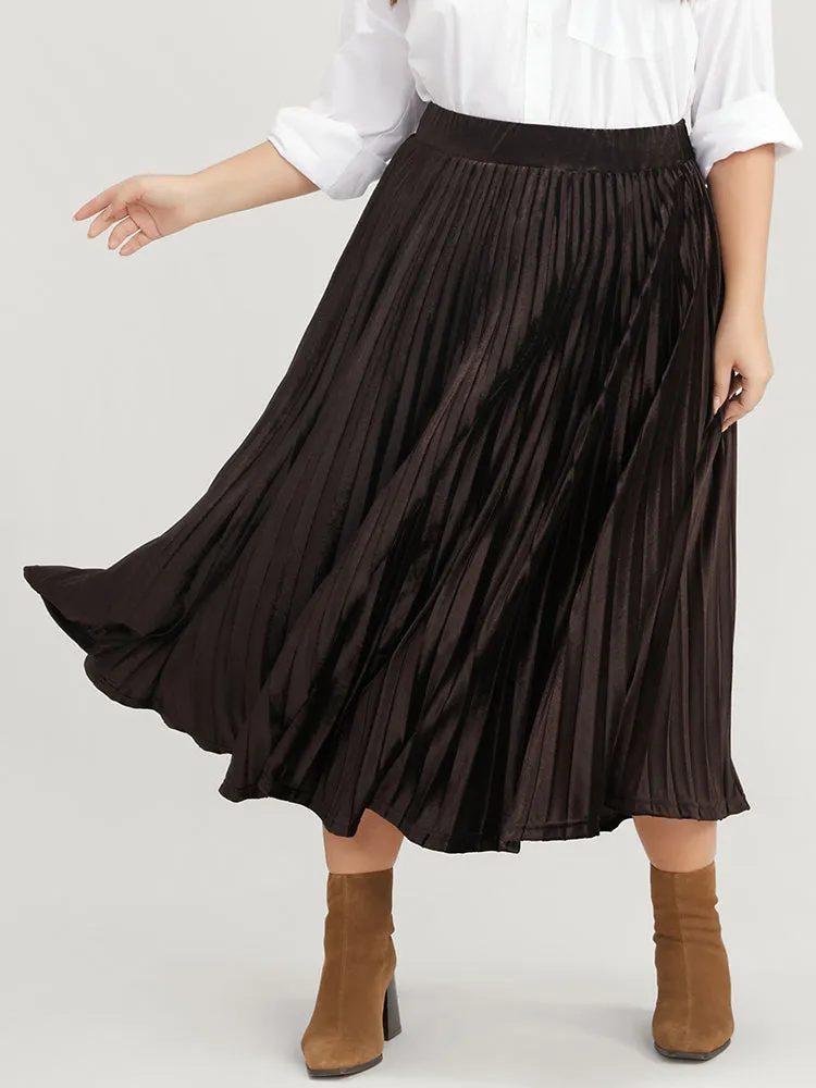Solid Elastic Waist Velvet Pleated Skirt sold by Bloomchic product image thumbnail 3