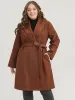 Solid Lapel Collar Belted Pocket Coat sold by Bloomchic