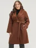 Solid Lapel Collar Belted Pocket Coat sold by Bloomchic
