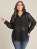 Floral Chiffon Mesh Button Up Blouse sold by Bloomchic