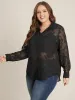 Floral Chiffon Mesh Button Up Blouse sold by Bloomchic