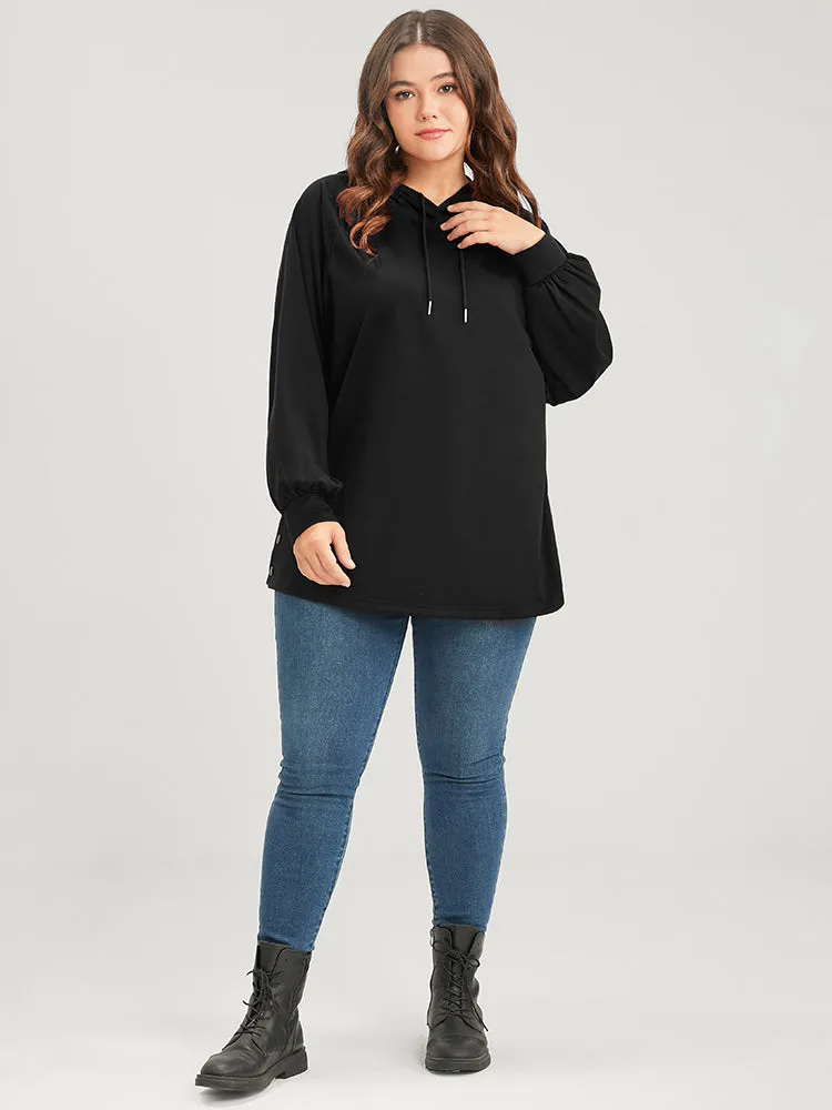 Solid Button Side Drop Shoulder Hooded Sweatshirt sold by Bloomchic product image thumbnail 4