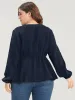 Solid Lantern Sleeve Asymmetrical Hem Wrap Blouse sold by Bloomchic