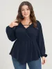 Solid Lantern Sleeve Asymmetrical Hem Wrap Blouse sold by Bloomchic