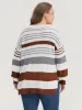 Striped Contrast Pointelle Knit Split Hem Knit Top sold by Bloomchic
