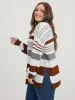 Striped Contrast Pointelle Knit Split Hem Knit Top sold by Bloomchic