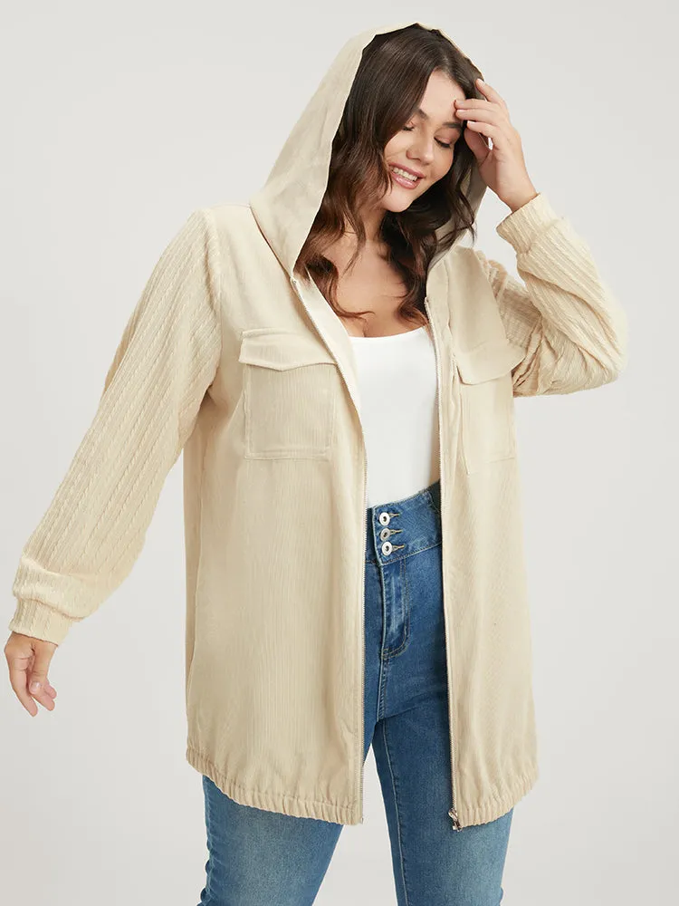 Solid Flap Pocket Zip Up Hooded Coat sold by Bloomchic product image thumbnail 4