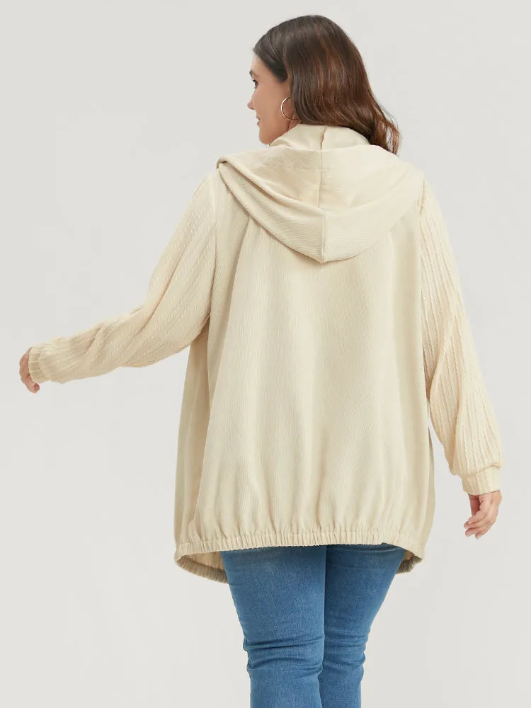 Solid Flap Pocket Zip Up Hooded Coat sold by Bloomchic product image thumbnail 5