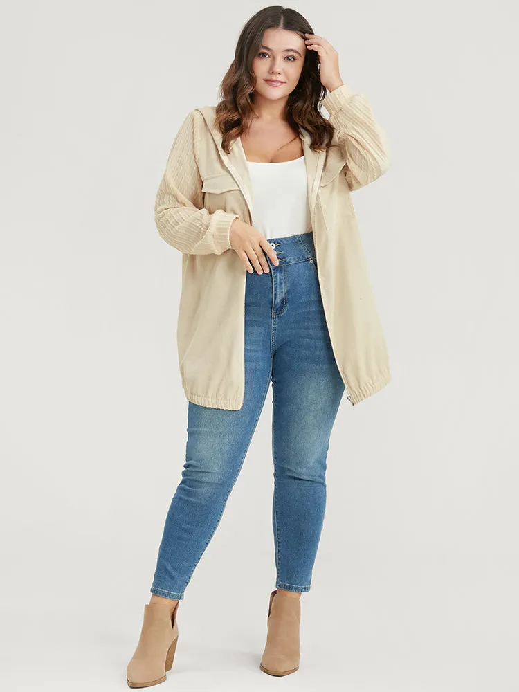 Solid Flap Pocket Zip Up Hooded Coat sold by Bloomchic product image thumbnail 2