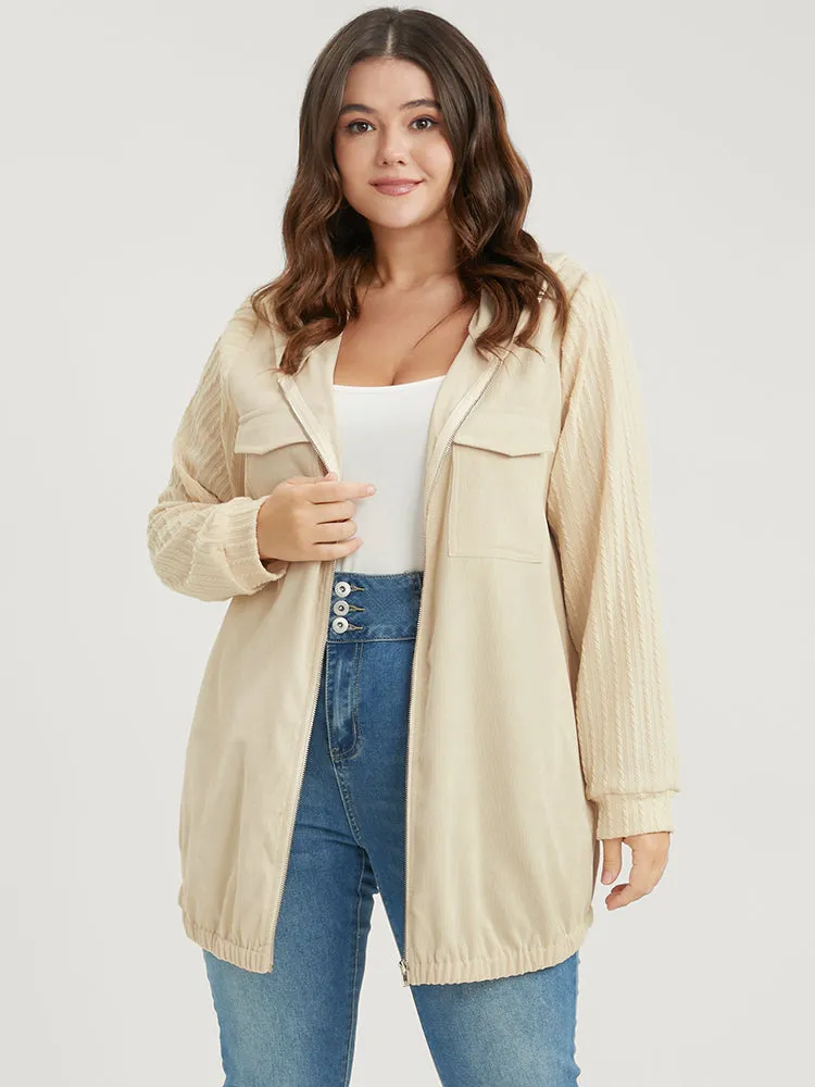 Solid Flap Pocket Zip Up Hooded Coat sold by Bloomchic product image thumbnail 3