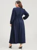 Solid Lantern Sleeve Pocket Frill Trim Wrap Belted Dress sold by Bloomchic
