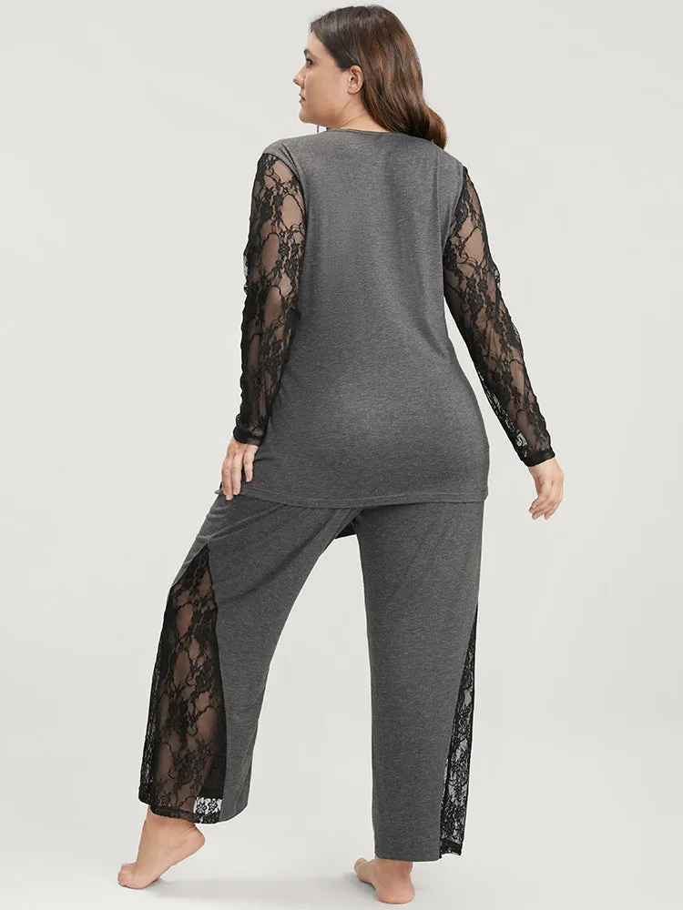 Solid Contrast Lace Knot Side Pajama Set sold by Bloomchic product image thumbnail 5