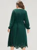 Solid Pocket Crisscross V Neck Laser Cut Belted Dress sold by Bloomchic