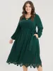 Solid Pocket Crisscross V Neck Laser Cut Belted Dress sold by Bloomchic