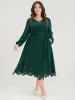 Solid Pocket Crisscross V Neck Laser Cut Belted Dress sold by Bloomchic