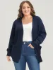 Solid Pointelle Knit Pocket Open Front Heather Cardigan sold by Bloomchic
