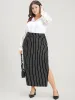 Striped Elastic Waist Split Skirt sold by Bloomchic