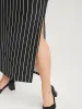 Striped Elastic Waist Split Skirt sold by Bloomchic