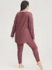 Solid Asymmetrical Hem Waffle Knit Pajama Set sold by Bloomchic