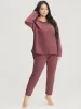 Solid Asymmetrical Hem Waffle Knit Pajama Set sold by Bloomchic