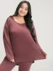 Solid Asymmetrical Hem Waffle Knit Pajama Set sold by Bloomchic