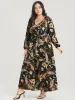 Floral Pocket Lantern Sleeve V Neck Belted Maxi Dress sold by Bloomchic