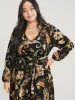Floral Pocket Lantern Sleeve V Neck Belted Maxi Dress sold by Bloomchic