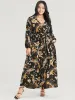 Floral Pocket Lantern Sleeve V Neck Belted Maxi Dress sold by Bloomchic