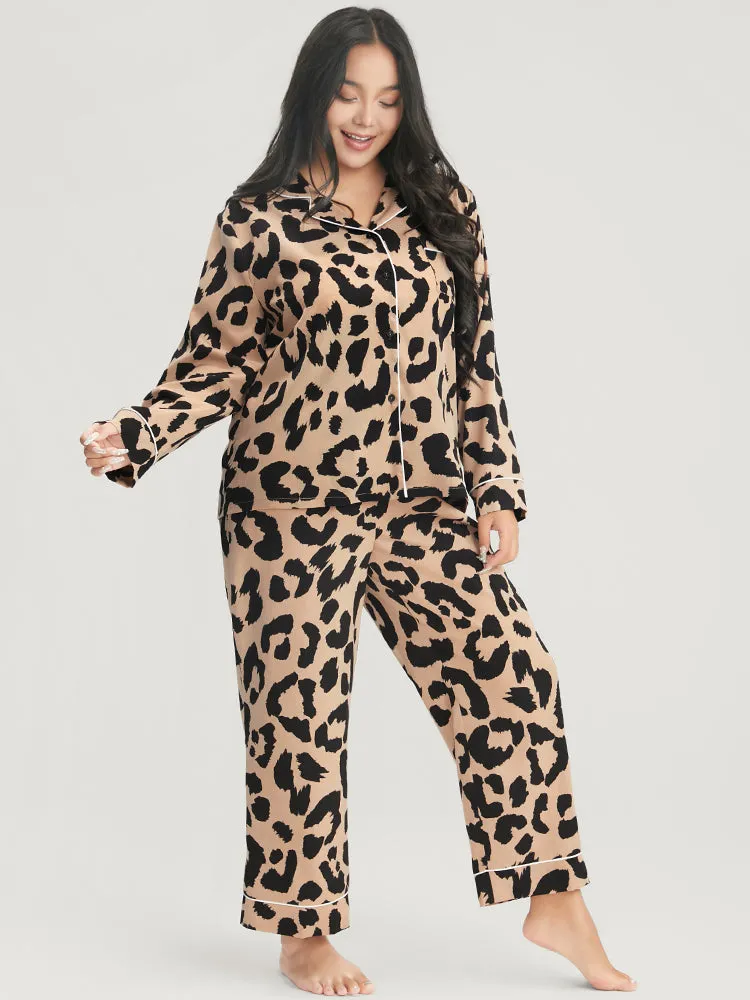 Leopard Print Button Up Pocket Pajama Set sold by Bloomchic product image thumbnail 4