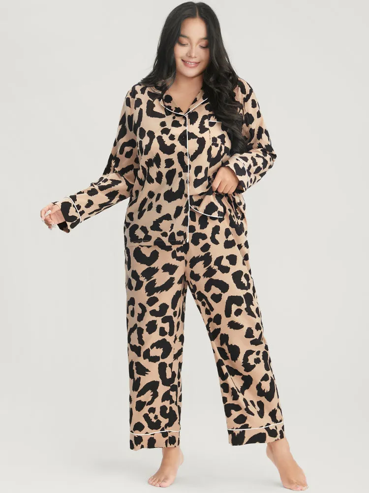 Leopard Print Button Up Pocket Pajama Set sold by Bloomchic product image thumbnail 3