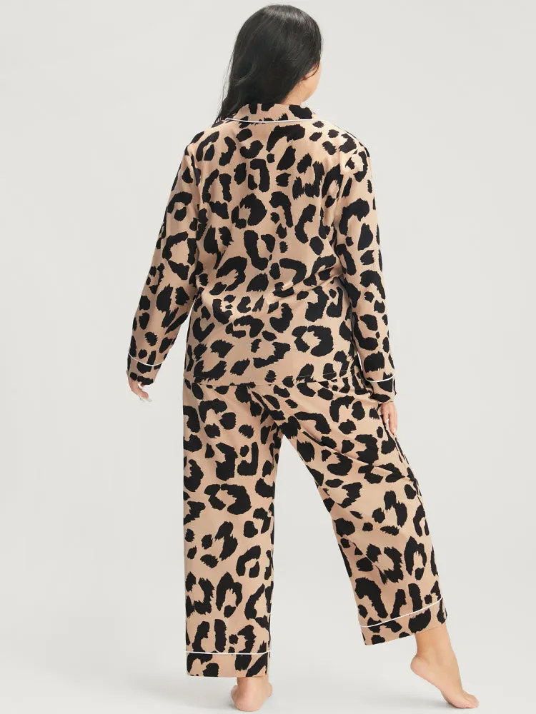 Leopard Print Button Up Pocket Pajama Set sold by Bloomchic product image thumbnail 2