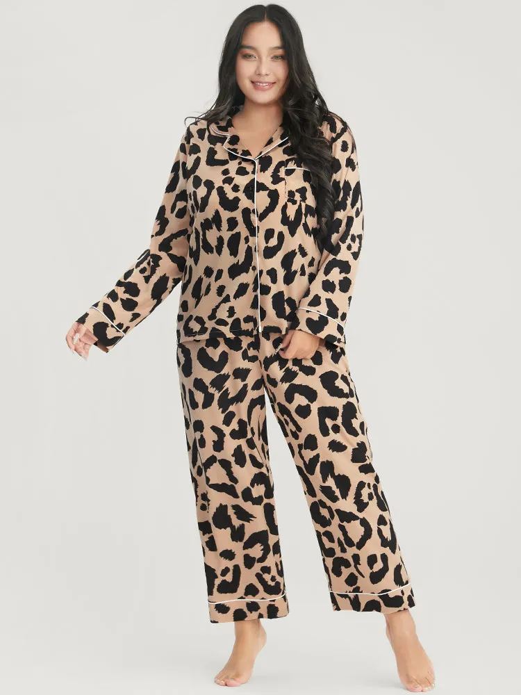 Leopard Print Button Up Pocket Pajama Set sold by Bloomchic product image thumbnail 5