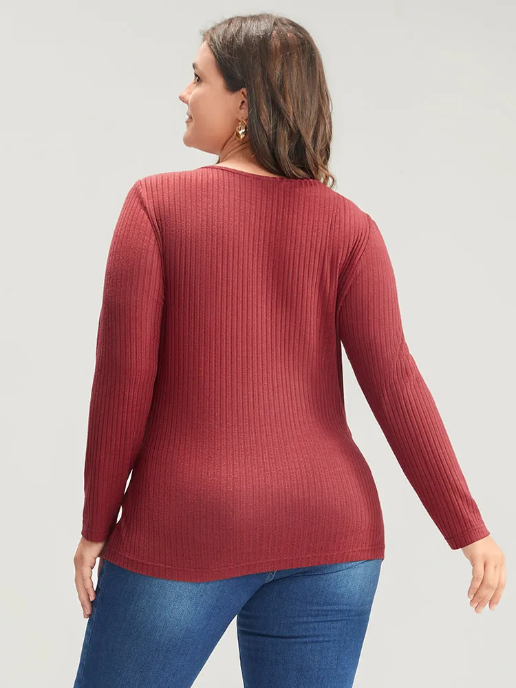 Solid Crisscross Rib Knit Long Tee sold by Bloomchic product image thumbnail 4