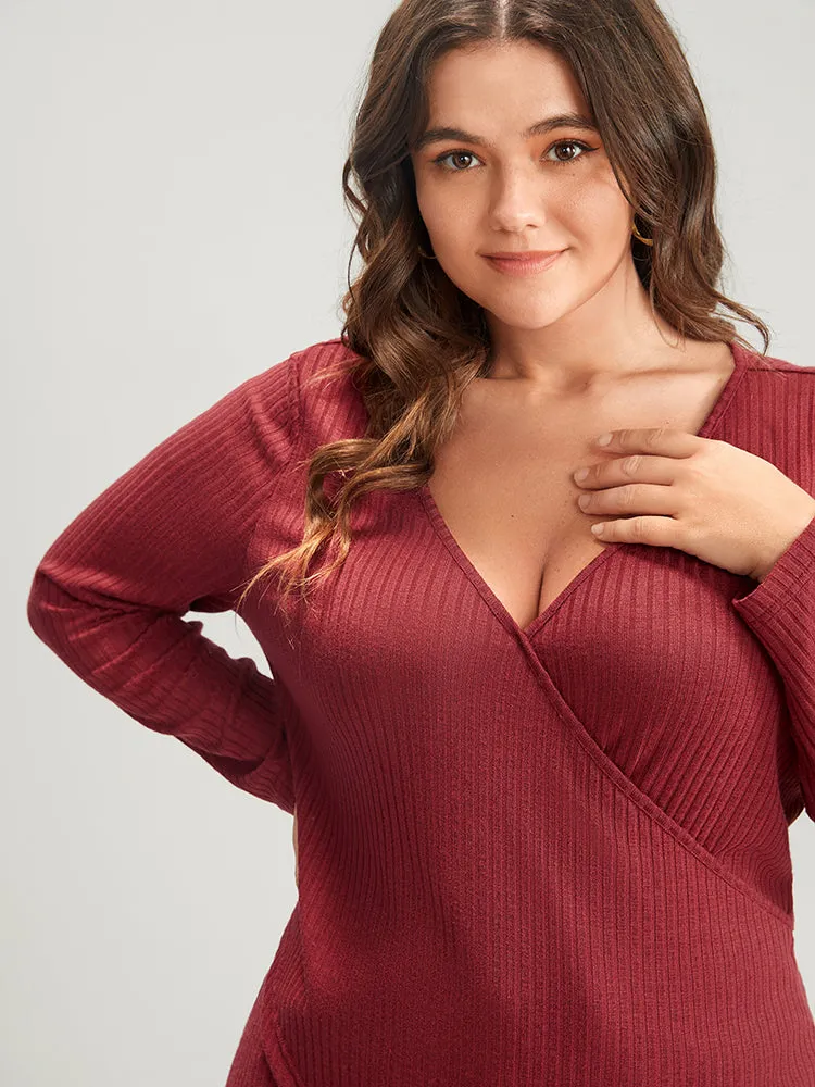 Solid Crisscross Rib Knit Long Tee sold by Bloomchic product image thumbnail 5