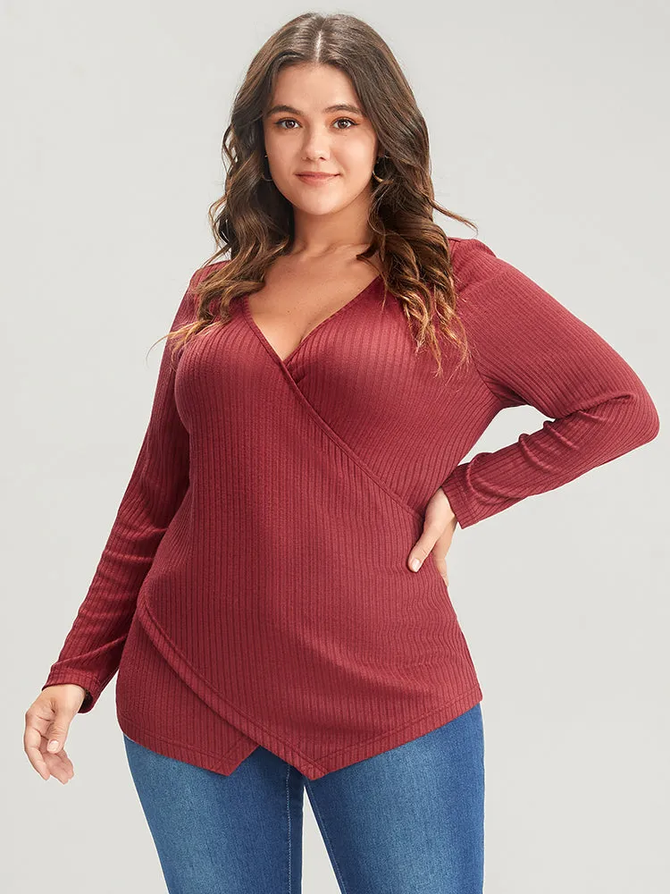 Solid Crisscross Rib Knit Long Tee sold by Bloomchic product image thumbnail 2