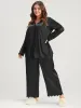 Solid Button Up Lace Trim Satin Pajama Set sold by Bloomchic