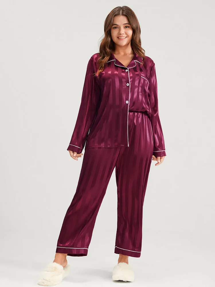 Solid Striped Button Satin Pajama Set sold by Bloomchic product image thumbnail 4